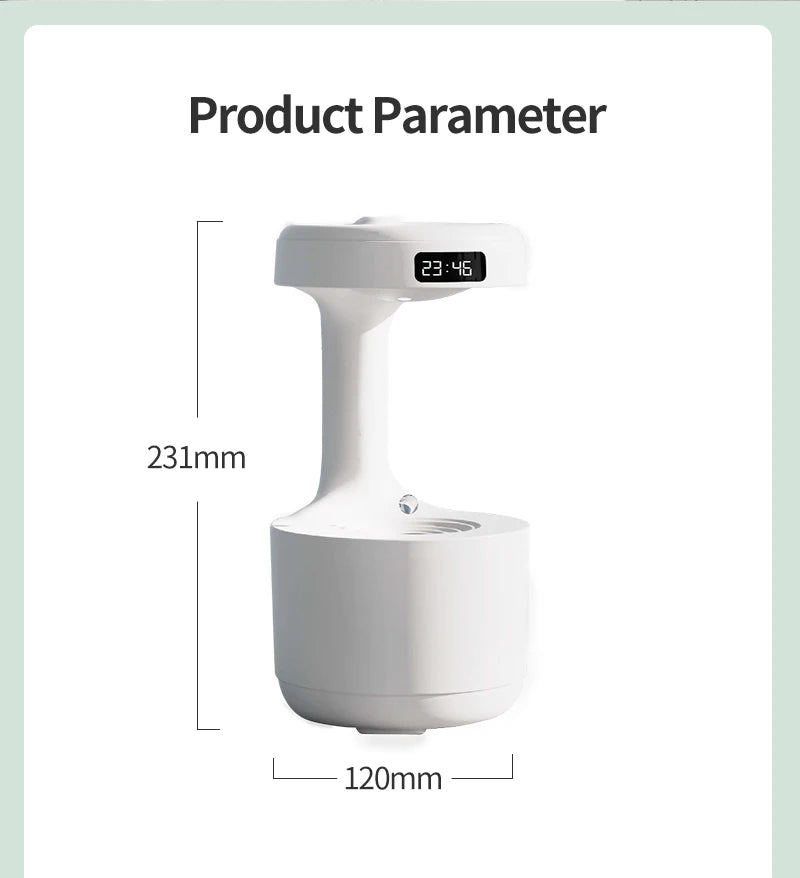 Umidificador De Ar Com Gotículas de Água Antigravitacional, Ultrassônico Com Luz Noturna