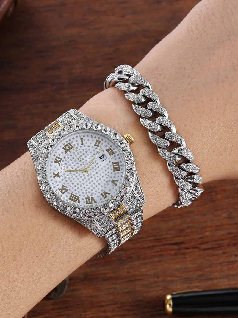 Relógio Feminino de Luxo com Detalhes em Diamante