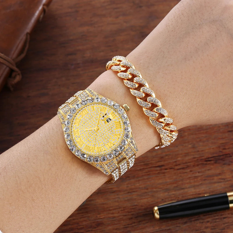Relógio Feminino de Luxo com Detalhes em Diamante
