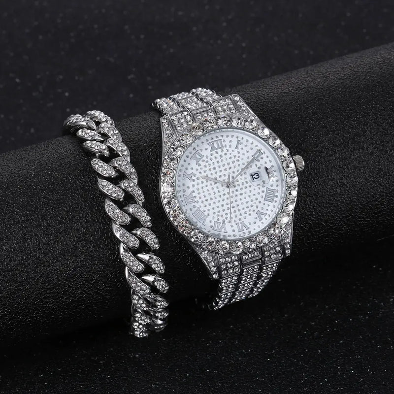Relógio Feminino de Luxo com Detalhes em Diamante